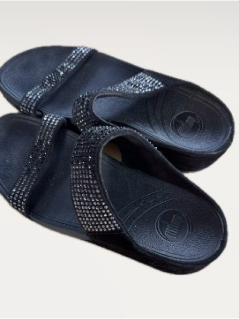 Fit flop Black Rhinestone Slide Sandals for Women